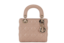 CHRISTIAN DIOR LADY DIOR MINI (01RU1211) LIGHT PINK LAMBSKIN GOLD HARDWARE WITH STRAP, DUST COVER AND BOX