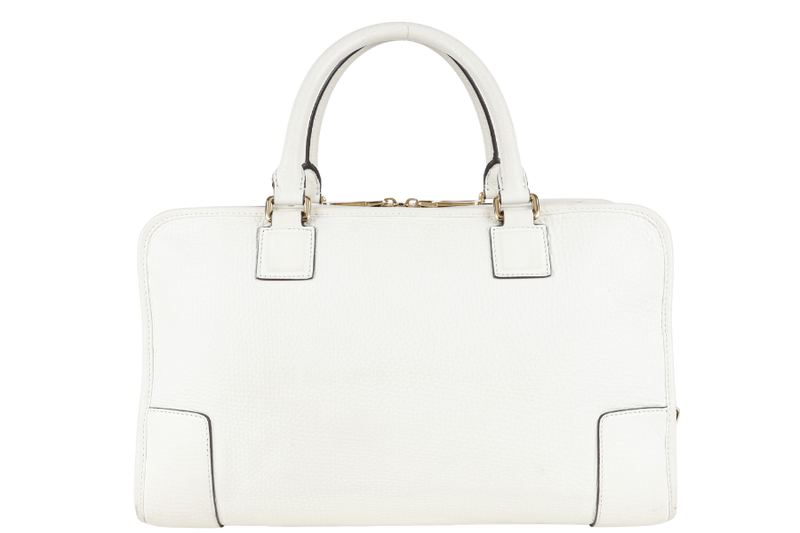 LOEWE AMAZONA 36 WHITE CALF LEATHER GOLD HARDWARE WITH DUST COVER