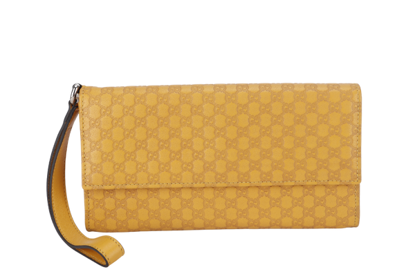 GUCCI GUCCISSIMA TRAVEL CASE (309651) MUSTARD YELLOW AND ORANGE INSERT CALFSKIN LEATHER SILVER HARDWARE WITH BOX