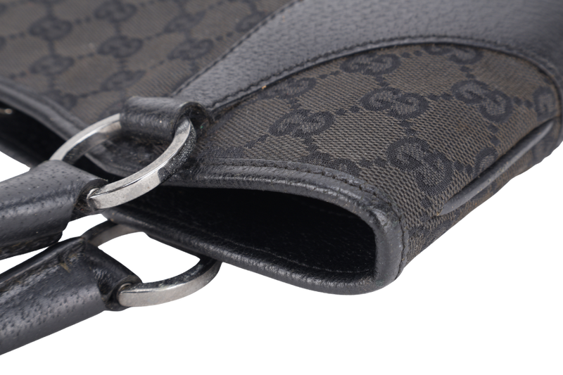 GUCCI BLACK CANVAS TOTE BAG SILVER HARDWARE NO DUST COVER