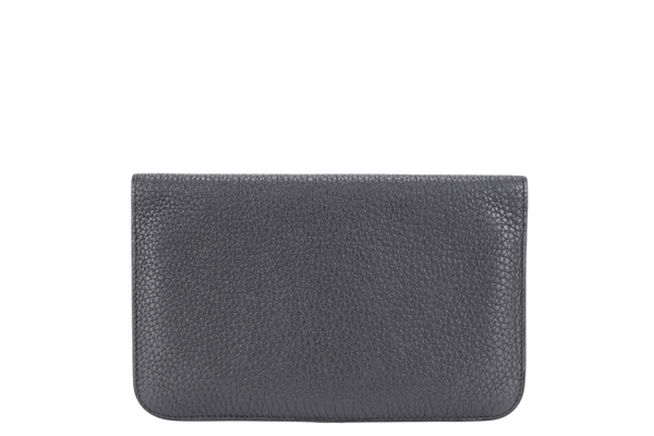 HERMES DOGON DUO WALLET STAMP O SQUARE (YEAR 2011) NOIR TOGO LEATHER SILVER HARDWARE WITH BOX
