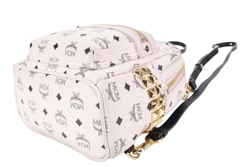 MCM PINK VISETOS STARK BACKPACK WITH STRAPS AND CARD NO DUST COVER