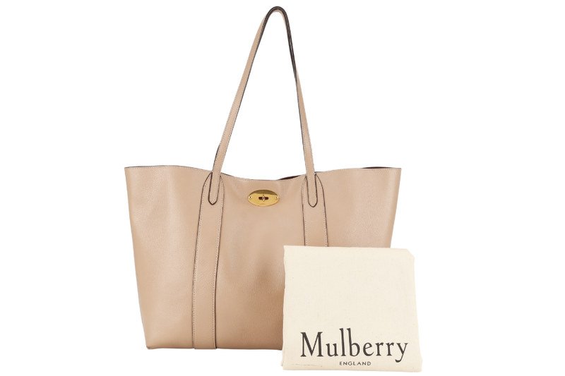 MULBERRY BAYSWATER TOTE MAPLE & NAVY SMALL CLASSIC GRAIN WITH CONTRAST GOLD HARDWARE WITH DUST COVER