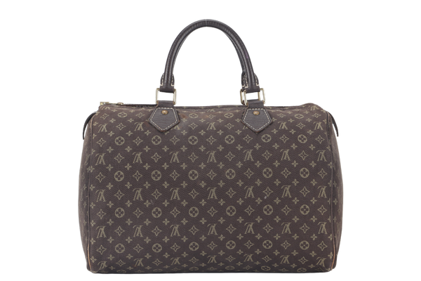 LOUIS VUITTON SPEEDY 30 (M95224) BROWN MINI LIN GOLD HARDWARE WITH DUST COVER