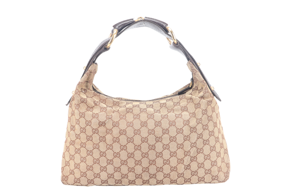 GUCCI GG HORSEBIT HOBO BAG BROWN CANVAS GOLD HARDWARE NO DUST COVER