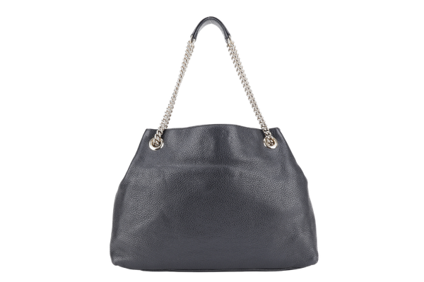 GUCCI SOHO TOTE BAG BLACK LEATHER GOLD HARDWARE NO DUST COVER