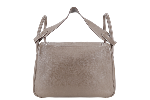 HERMES LINDY 34 STAMP R SQUARE (YEAR 2014) ETOUPE CLEMENCE LEATHER SILVER HARDWARE WITH DUST COVER