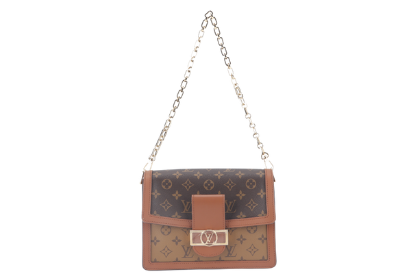 LOUIS VUITTON DAUPHINE MM(M45958) MONOGRAM REVERSE WITH STRAPS, STRAP, CHAIN, DUST COVER AND BOX