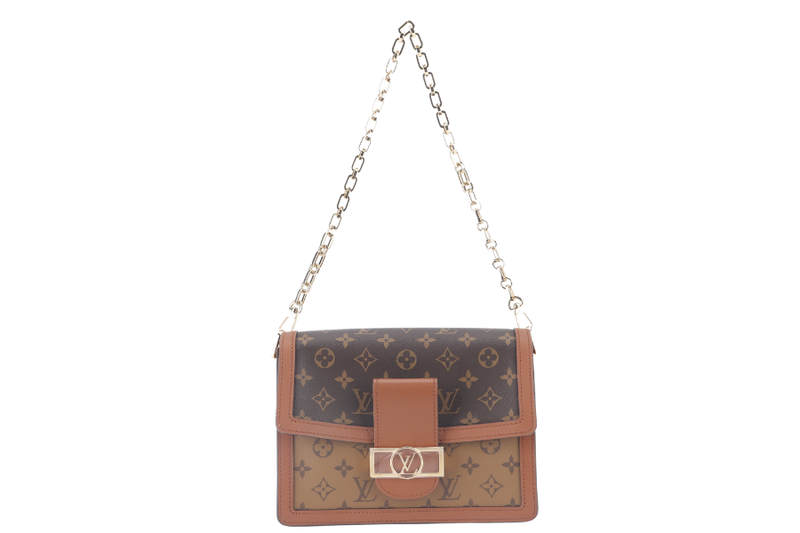 LOUIS VUITTON DAUPHINE MM(M45958) MONOGRAM REVERSE WITH STRAPS, STRAP, CHAIN, DUST COVER AND BOX