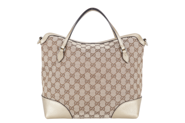 GUCCI BREE TOTE BROWN CANVAS SILVER HARDWARE NO DUST COVER