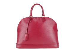 LOUIS VUITTON ALMA GM BURGUNDY EPI LEATHER SILVER HARDWARE WITH DUST COVER