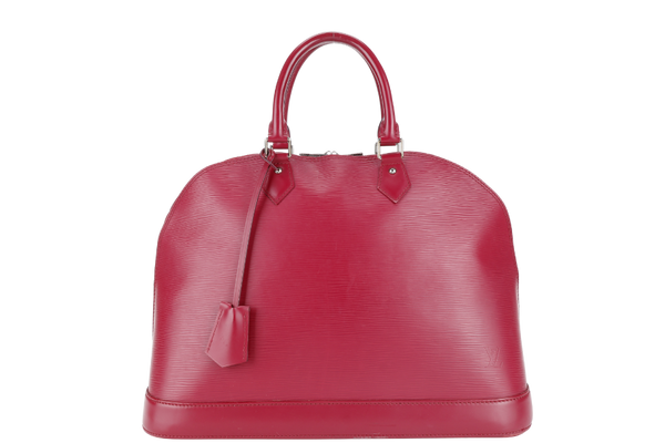 LOUIS VUITTON ALMA GM BURGUNDY EPI LEATHER SILVER HARDWARE WITH DUST COVER