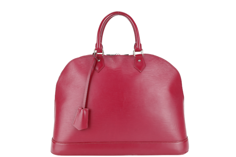 LOUIS VUITTON ALMA GM BURGUNDY EPI LEATHER SILVER HARDWARE WITH DUST COVER