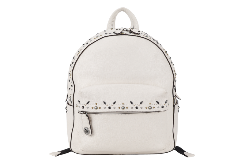 COACH CAMPUS BACKPACK WHITE PRAIRIE CALF LEATHER SILVER HARDWARE WITH DUST COVER