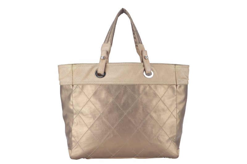 CHANEL PARIS BIARRITZ TOTE BAG (1139xxxx) LARGE GOLD CALFSKIN SILVER HARDWARE NO DUST COVER