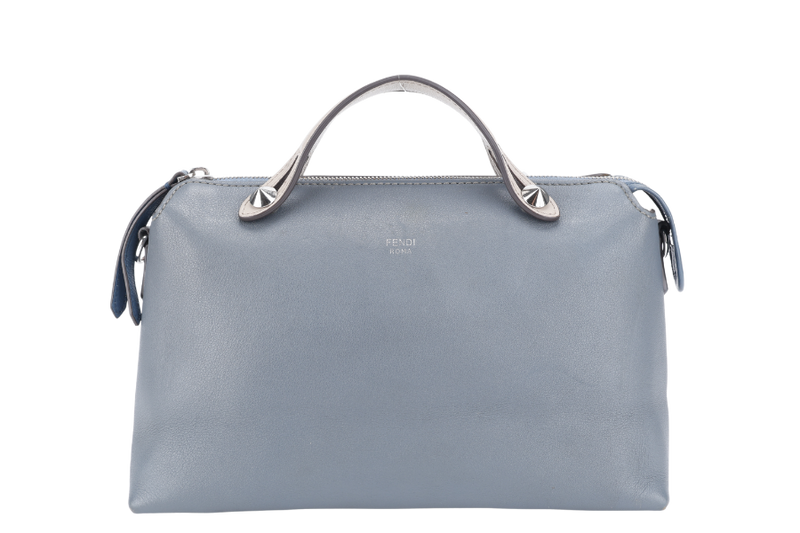 FENDI BY THE WAY SHOULDER BAG MEDIUM BLUE LEATHER SILVER HARDWARE WITH LONG STRAPS NO DUST COVER