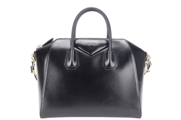 GIVENCHY ANTIGONA MEDIUM BLACK LEATHER GOLD HARDWARE WITH DUST COVER