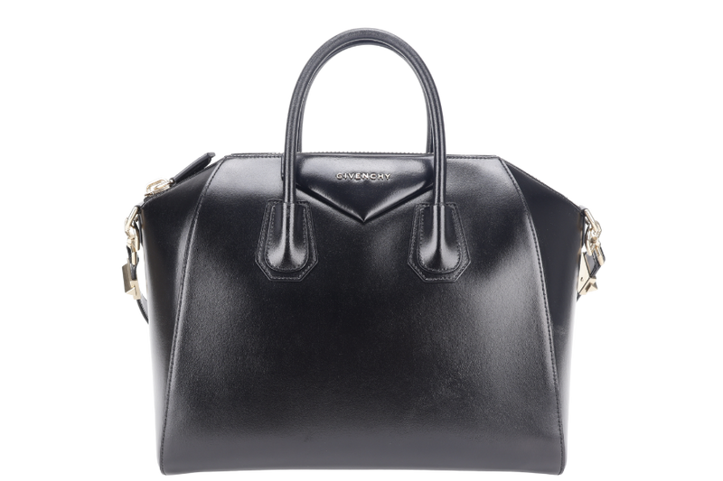GIVENCHY ANTIGONA MEDIUM BLACK LEATHER GOLD HARDWARE WITH DUST COVER