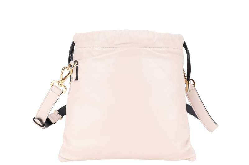 FENDI PACK DRAWSTRING IN PINK LAMBSKIN GOLD HARDWARE WITH STRAPS WITH DUST COVER