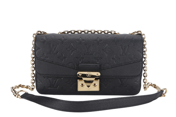 LOUIS VUITTON MARCEAU (M46200) BLACK EMPREINTE LEATHER GOLD HARDWARE WITH STRAP AND DUST COVER