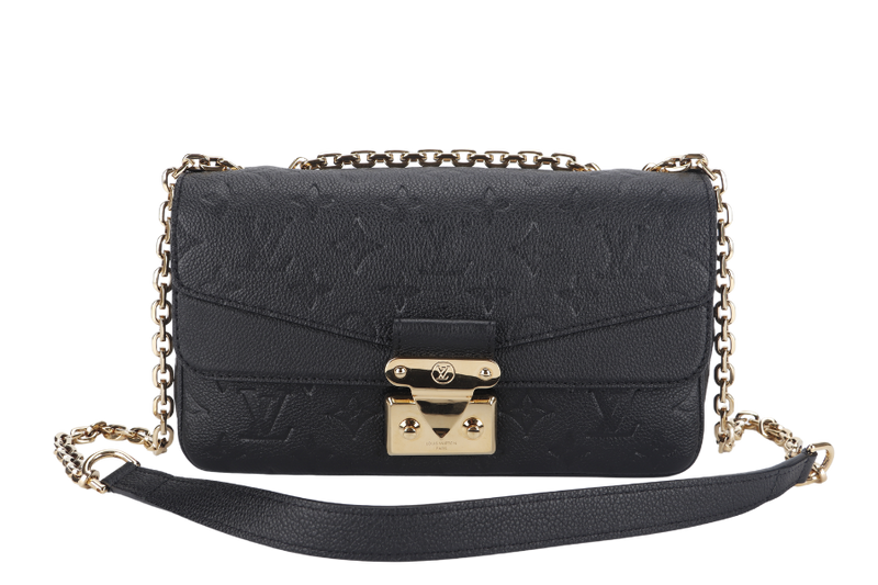 LOUIS VUITTON MARCEAU (M46200) BLACK EMPREINTE LEATHER GOLD HARDWARE WITH STRAP AND DUST COVER