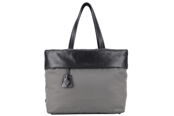 PRADA NYLON TESSUTO TRIANGLE LOGO TOTE BAG (1BG047) BLACK HARDWARE WITH CARD AND DUST COVER