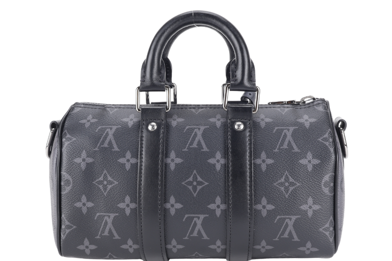 LOUIS VUITTON M46271 SPEEDY BANDOULIERE 25 MONOGRAM ECLIPSE CANVAS SILVER HARDWARE WITH STRAPS, DUST COVER AND BOX