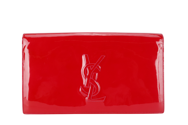 YVES SAINT LAURENT (YSL) BELLE DE JOUR CLUTCH RED PATENT WITH DUST COVER