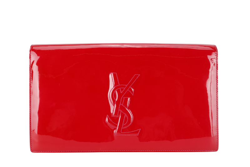 YVES SAINT LAURENT (YSL) BELLE DE JOUR CLUTCH RED PATENT WITH DUST COVER