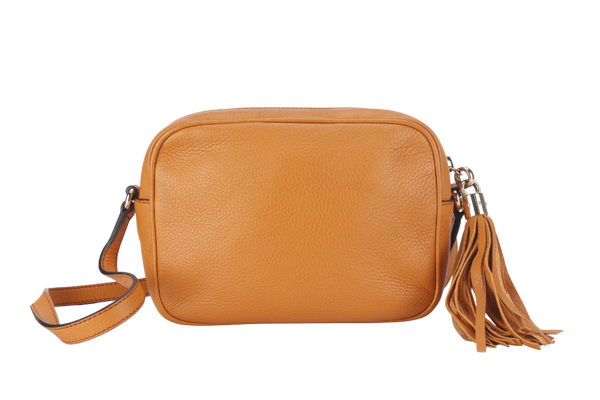 GUCCI SOHO ORANGE CALF FRINGE SHOULDER BAG NO DUST COVER