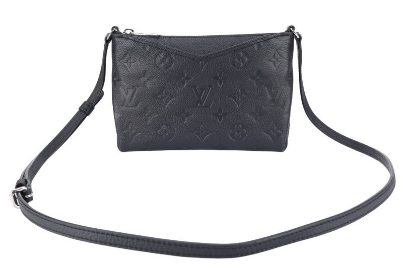 LOUIS VUITTON PALLAS CLUTCH BB (R98570) BLACK MONOGRAM EMPREINTE SILVER HARDWARE NO DUST COVER