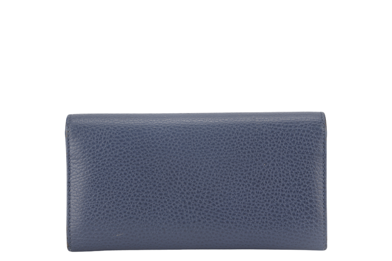 GUCCI LONG WALLET 3544961147 BLUE LEATHER WITH DUST COVER