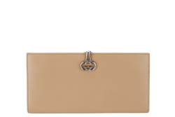 GUCCI INTERLOCKING LONG WALLET BEIGE CALF LEATHER BOX NO DUST COVER