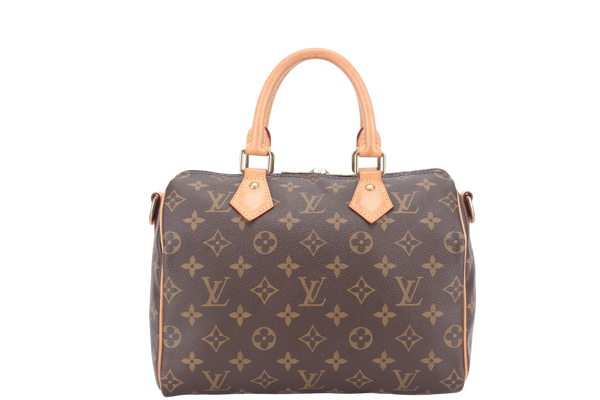LOUIS VUITTON M46997 SPEEDY BANDOULIERE 25 MONOGRAM COATED CANVAS GOLD HARDWARE WITH PADLOCK AND KEYS NO DUST COVER