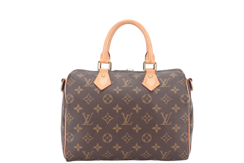 LOUIS VUITTON M46997 SPEEDY BANDOULIERE 25 MONOGRAM COATED CANVAS GOLD HARDWARE WITH PADLOCK AND KEYS NO DUST COVER