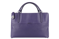 COACH BOROUGH BAG MEDIUM PURPLE CALF LEATHER BLACK HARDWARE WITH STRAPS NO DUST COVER