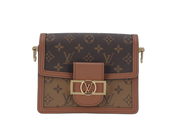 LOUIS VUITTON DAUPHINE MINI REVERSE (M45959) MONOGRAM CANVAS WITH SLING, DUST COVER AND BOX