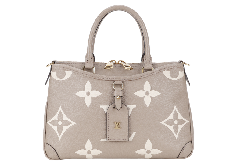 LOUIS VUITTON M46585 TRIANON PM MONOGRAM EMPREINTE TOURTERELLE LEATHER GOLD HARDWARE WITH STRAPS AND DUST COVER