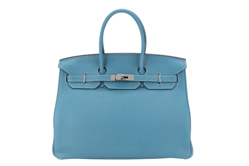 HERMES BIRKIN 35 BLUE JEANS TOGO SILVER HARDWARE STAMP N (YEAR 2010) WITH DUST COVER, PADLOCK AND KEYS