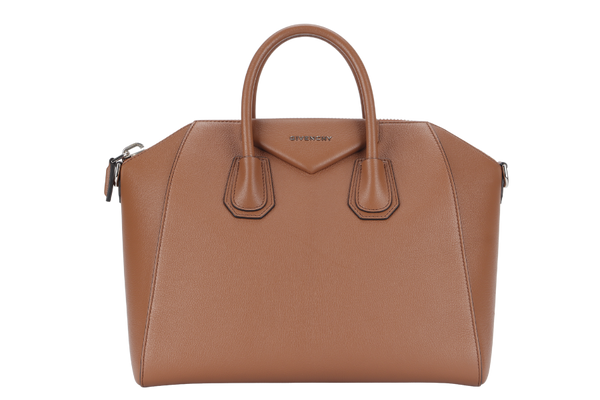 GIVENCHY ANTIGONA (3CC0149) MEDIUM PONY BROWN GOATSKIN SILVER HARDWARE WITH DUST COVER AND STRAP