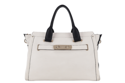 COACH SWAGGER 27 CARRYALL BAG LARGE WHITE CALF LEATHER GOLD HARDWARE WITH STRAPS