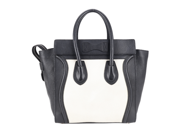 CELINE LUGGAGE TOTE BAG MICRO WHITE TRICOLOR CALF LEATHER SILVER HARDWARE NO DUST COVER