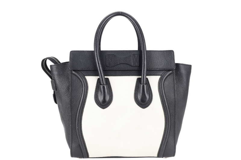 CELINE LUGGAGE TOTE BAG MICRO WHITE TRICOLOR CALF LEATHER SILVER HARDWARE NO DUST COVER