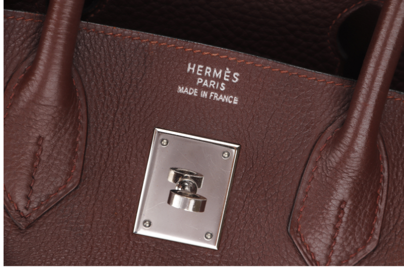 HERMES BIRKIN 30 (STAMP C SQUARE) BRULEE TOGO LEATHER SILVER HARDWARE, WITH KEY & LOCK, NO DUST COVER & BOX