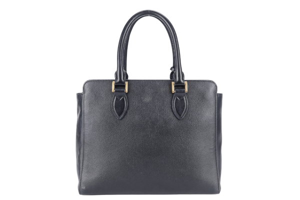 PRADA TOP HANDLE CROSSBODY SMALL BLACK SAFFIANO LEATHER GOLD HARDWRE WITH STRAPS AND CARD