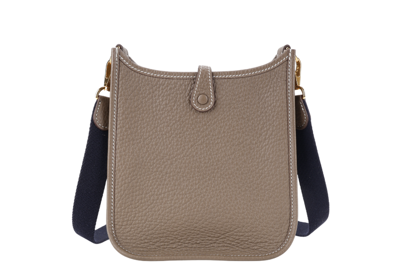 HERMES EVELYN TPM 18CM ETOUPE CLEMENCE LEATHER GOLD HARDWARE STAMP Z (YEAR 2021) NO DUST COVER