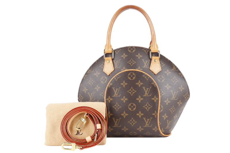 LOUIS VUITTON ELLIPSE BAG PM MONOGRAM CANVAS GOLD HARDWARE WITH DUST COVER AND LONG STRAP