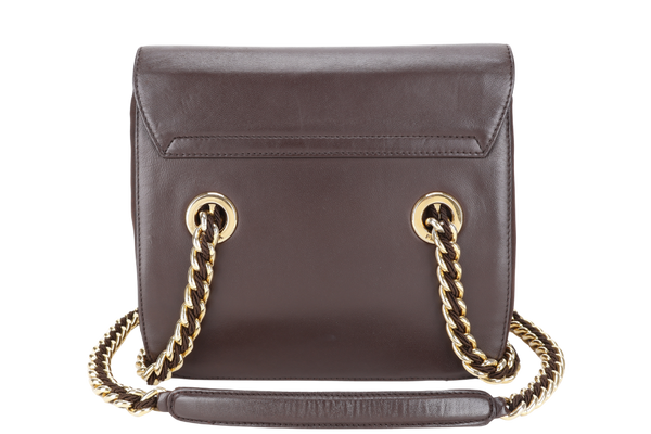 PRADA DARK BROWN NAPPA LEATHER SHOULDER CHAIN BAG GOLD HARDWARE NO CARD NO DUST COVER