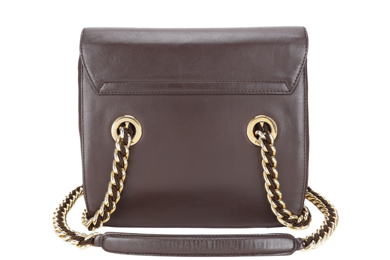 PRADA DARK BROWN NAPPA LEATHER SHOULDER CHAIN BAG GOLD HARDWARE NO CARD NO DUST COVER