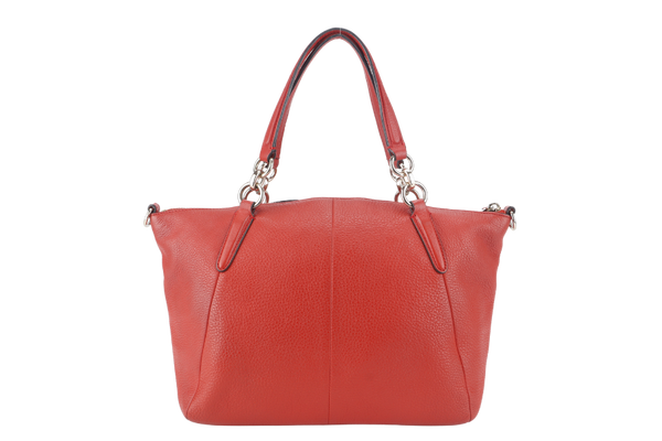COACH F36675 SMALL KELSEY SATCHEL BRIGHT ORANGE CARMINE PEBBLE LEATHER